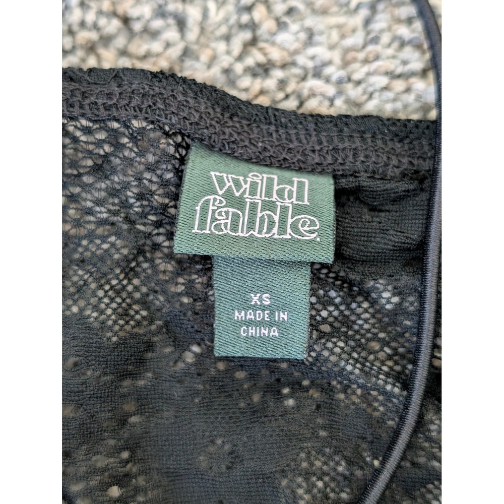 Wild Fable‎ Black Floral Lace Camisole Top XS Sweetheart Neck Cropped Tank - Picture 7 of 7
